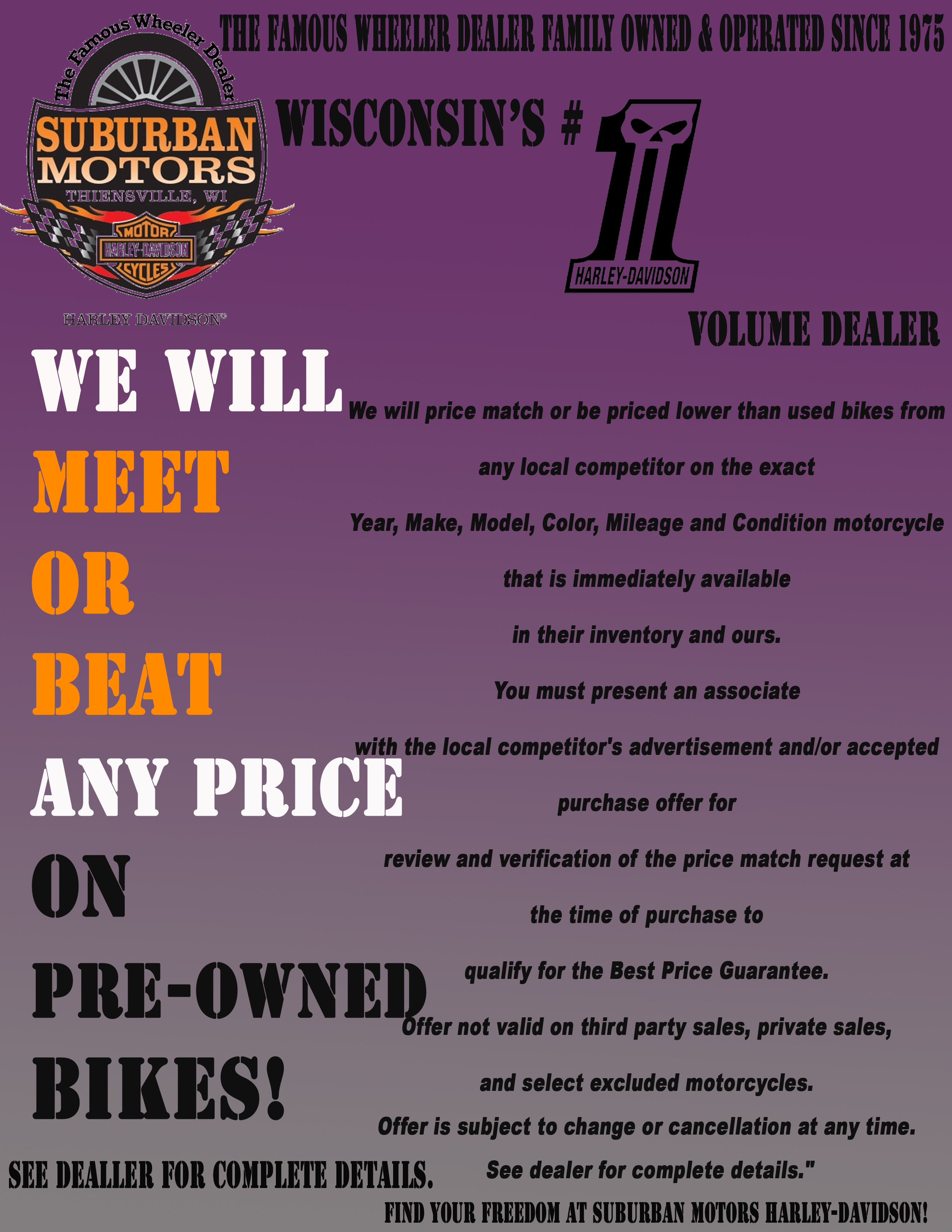 We Will Meet or Beat Any Price on Pre-owned Bikes!